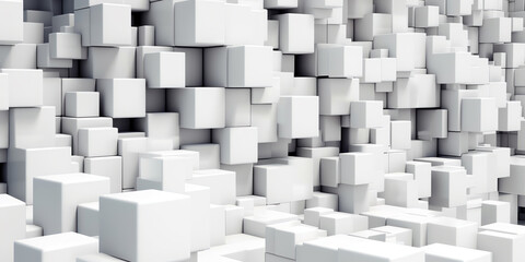 Fototapete - AI generated: Abstract modern square background. White and grey geometric pattern texture. vector art illustration