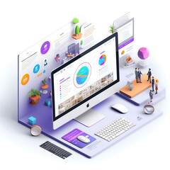 ai generated: web designer workplace showing desktop, laptop and tablet computer in process of creat