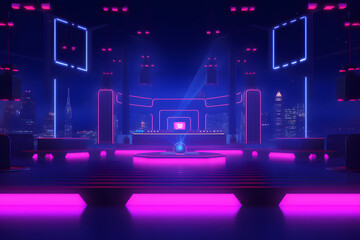 Wall Mural - Abstract neon light arrows background. Neural network AI generated