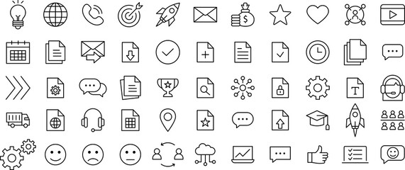 business people icons set in line style. businessman outline icons collection. teamwork, human resou