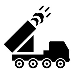 Multiple launch volley reactive rocket system fire shoots missiles icon black color vector illustration image flat style