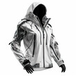 Trendy winter jacket white and black, isolated
