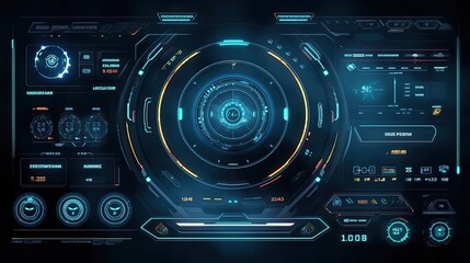 Leinwandbilder - Hud callout titles. Hud,GUI for game background design. Technology background. Digital data. Generative AI