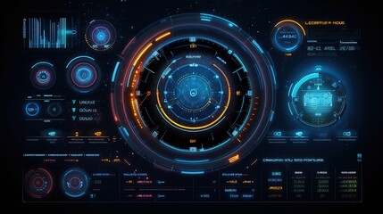 Leinwandbilder - Futuristic interface hud design.Hud,GUI for game background design. Technology background. Digital data. Generative AI