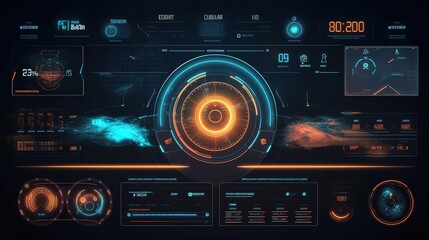 Leinwandbilder - Futuristic interface hud design.Hud,GUI for game background design. Technology background. Digital data. Generative AI