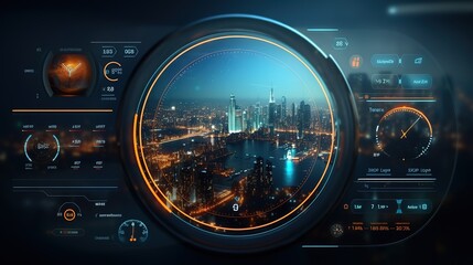 Leinwandbilder - Futuristic interface hud design.Hud,GUI for game background design. Technology background. Digital data. Generative AI