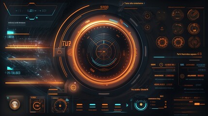 Leinwandbilder - Hud callout titles.Hud,GUI for game background design. Technology background. Digital data. Generative AI