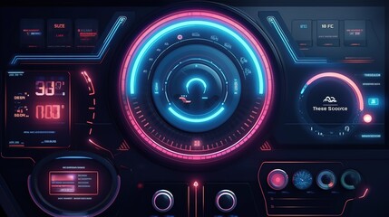 Leinwandbilder - Hud callout titles.Hud,GUI for game background design. Technology background. Digital data. Generative AI