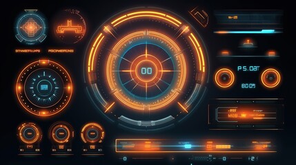 Leinwandbilder - Hud callout titles.Hud,GUI for game background design. Technology background. Digital data. Generative AI