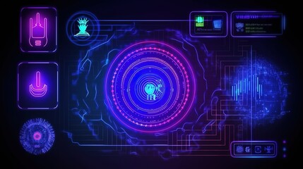 Leinwandbilder - Hud callout titles.Hud,GUI for game background design. Technology background. Digital data. Generative AI
