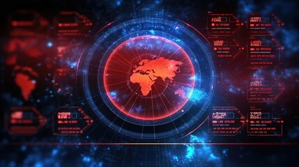 Fototapete - Virtual reality.Hud,GUI for game background design. Technology background. Digital data. Generative AI
