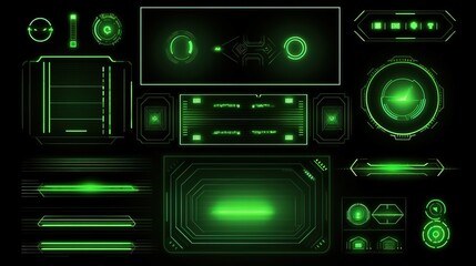 Fototapete - Virtual reality.Hud,GUI for game background design. Technology background. Digital data. Generative AI