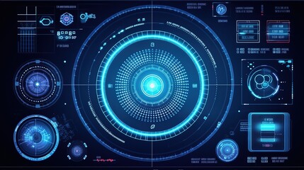 Fototapete - Virtual reality.Hud,GUI for game background design. Technology background. Digital data. Generative AI