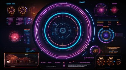 Aufkleber - Futuristic download progress bar HUD. Hud,GUI for game background design. Technology background. Digital data. Generative AI