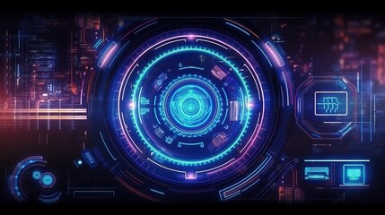 Fototapete - Futuristic download progress bar HUD. Hud,GUI for game background design. Technology background. Digital data. Generative AI