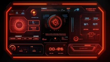 Fototapete - Futuristic download progress bar HUD. Hud,GUI for game background design. Technology background. Digital data. Generative AI