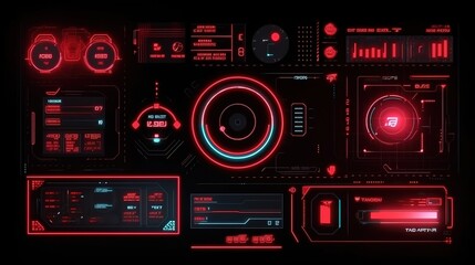 Fototapete - Futuristic download progress bar HUD. Hud,GUI for game background design. Technology background. Digital data. Generative AI