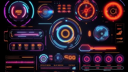 Aufkleber - Futuristic download progress bar HUD. Hud,GUI for game background design. Technology background. Digital data. Generative AI