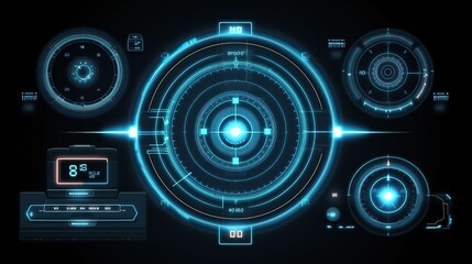 Leinwandbilder - Set elements 2021 for HUD interface. Hud,GUI for game background design. Technology background. Digital data. Generative AI