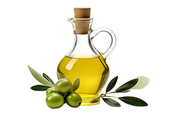 Olive oil and olives transparent background.