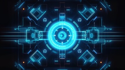 Canvas Print - Set of Sci Fi Modern User Interface Elements.Hud,GUI for game background design. Technology background. Digital data. Generative AI