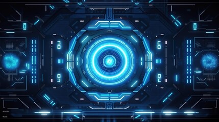 Fototapete - HUD Futuristic Interface.Hud,GUI for game background design. Technology background. Digital data. Generative AI