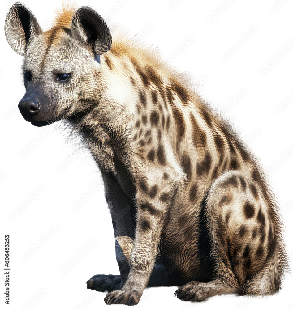 Striped Hyena Isolated On A White Or Transparent Background As PNG striped-hyena-isolated-on-a-white-or-transparent-background-as-png