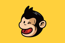 Cute Monkey Mascot Character Cartoon Icon Illustration. Design Isolated Flat Cartoon Style