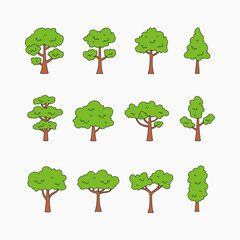 Wall Mural - simple trees collection in hand drawn style