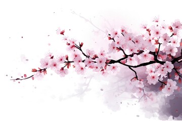 Wall Mural - Cherry Blossoms isolated on white background