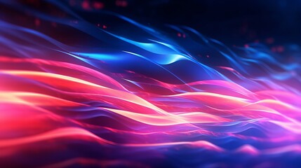 Wall Mural - abstract futuristic background with pink blue glowing neon moving high speed wave lines and bokeh lights. Data transfer concept Fantastic wallpaper, Generative AI