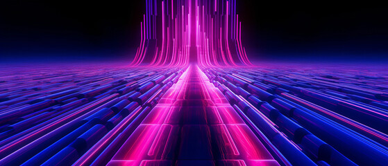 Canvas Print - abstract background with high-speed pink and neon lights symbolizing connection, fidelity and constancy. generative ai