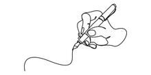 One Line Hand Writing Continuous Line Drawing Hand With Pen Line Art Illustration