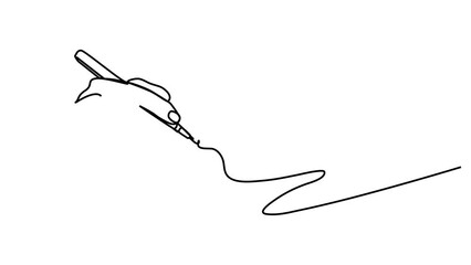 Wall Mural - One line hand writing continuous line drawing hand with pen line art illustration