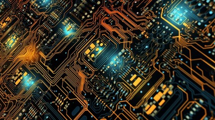 Wall Mural - circuit board background, can be used as digital dynamic wallpaper, technology background. ai genera