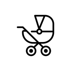 Baby carriage icon. Thin linear baby carriage outline icon isolated on white background from kid and baby collection. Line vector sign, symbol for web and mobile