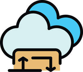 Wall Mural - filter search data cloud icon. outline filter search data cloud vector icon for web design isolated 
