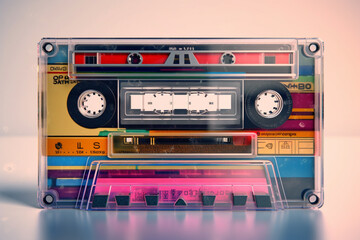 Poster - An image of a cassette tape labeled with handwritten song titles, reminiscent of homemade mixtapes and personal music compilations.  Generative AI technology.