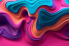 Generative AI Illustration Of Full Frame Shot Of Abstract Background With Colorful Wavy Lines