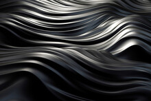 AI Generated Illustration Of Abstract Full Frame Background Of Glossy Black Substance With Irregular Wavy Lines On Surface