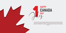 Happy Canada Day Background With Red Maple Leaf. Vector Illustration. Paper Art Style