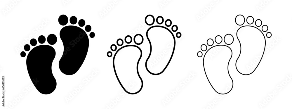 Foot Signage Vector baby feet icon vector set. footprint, newborn, kids feet sign. Vector ...