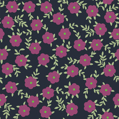 Poster - Retro graphic textile pattern, floral seamless design