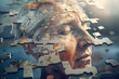 Illustration Demenz, old woman, 60 year old, Mysterious fading memories, a fragmented puzzle of emotions and thoughts. world mental health day banner	
