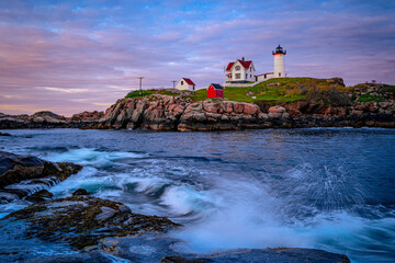 Wall Mural - Lighthouse on the Island. Nubble Lighthouse on the Cape Neddick Nubble of Sohier Park in York, Maine