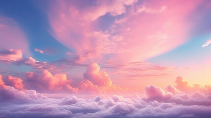 light soft panorama sunset sky background with pink clouds - sunset over the clouds - sky and clouds - pink clouds in the sky - clouds and sun rays