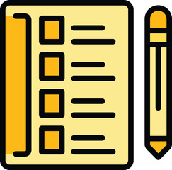 Sticker - School checklist icon. Outline School checklist vector icon for web design isolated on white background color flat