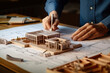 canvas print picture - Transforming Imagination into Reality: Architects and Engineers Bring Architectural Designs to Life with 2D and 3D Construction Models. generated by AI