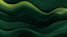 Horizontal Banner With Waves. Modern Waves Background Illustration With Dark Green, Olive Drab And Very Dark Green Color, Abstract Green Background, Generative AI