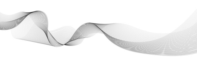 Abstract wavy white and grey curved lines on transparent background. Frequency sound wave lines and technology background, Design for brochure, flyer, banner, template, business wave lines background.